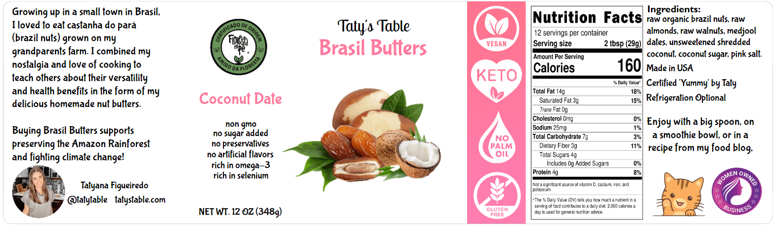 Coconut Date Brasil Butter - Taty's Table