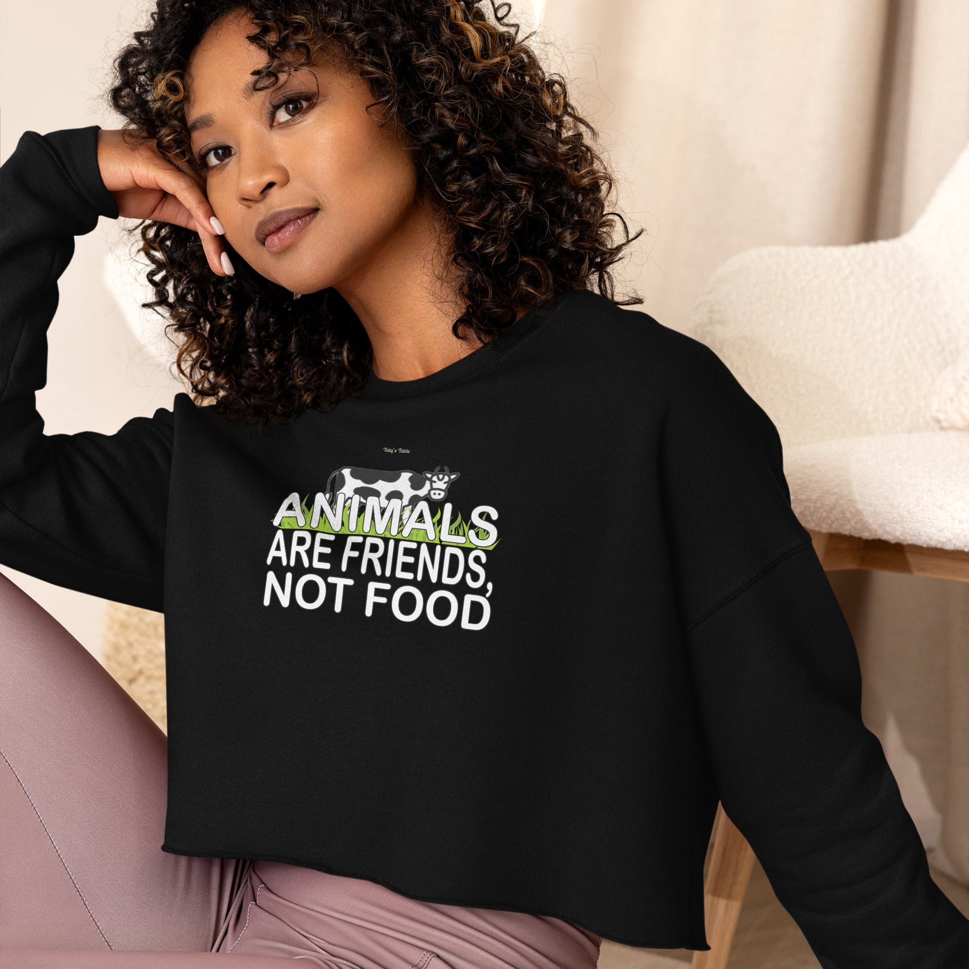 Animals Are Friends Crop Sweatshirt - Taty's Table