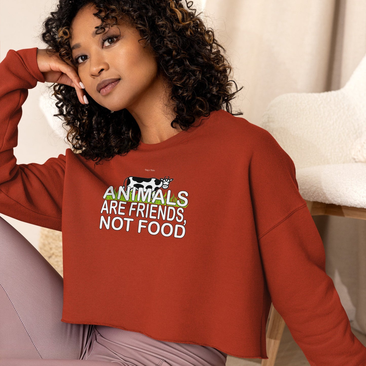 Animals Are Friends Crop Sweatshirt - Taty's Table