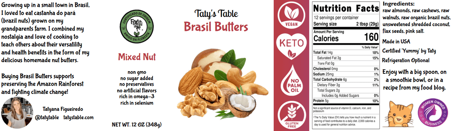 Mixed Nut Brasil Butter - Taty's Table