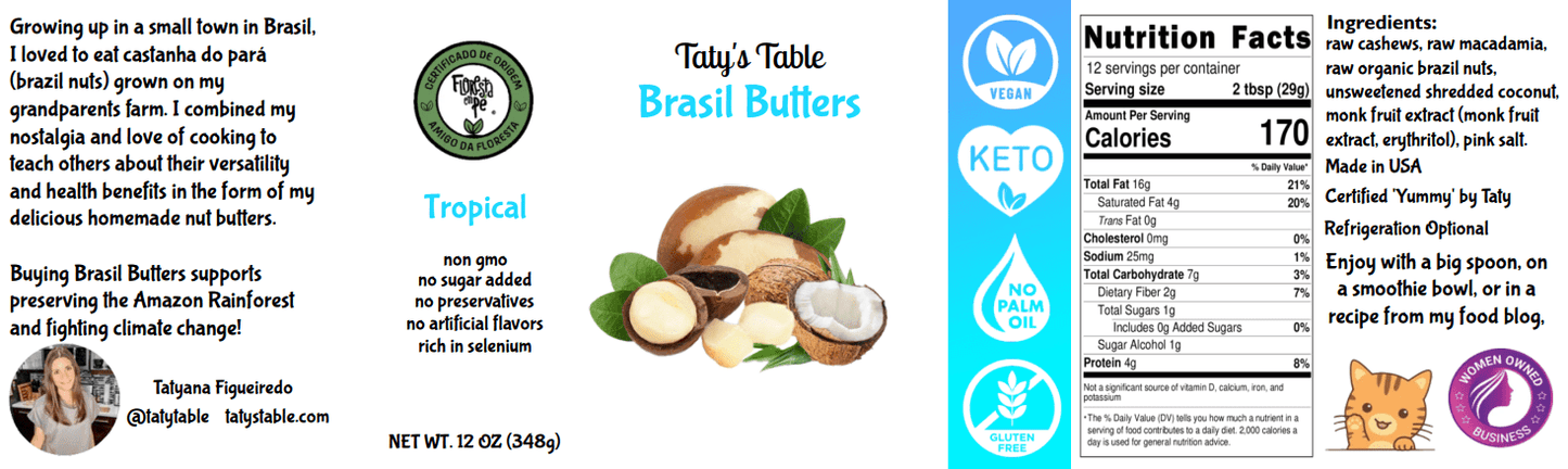 Tropical Macadamia Brasil Butter - Taty's Table