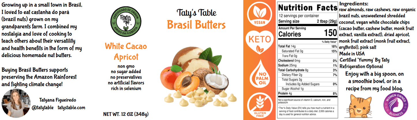 White Cacao Apricot Brasil Butter - Taty's Table